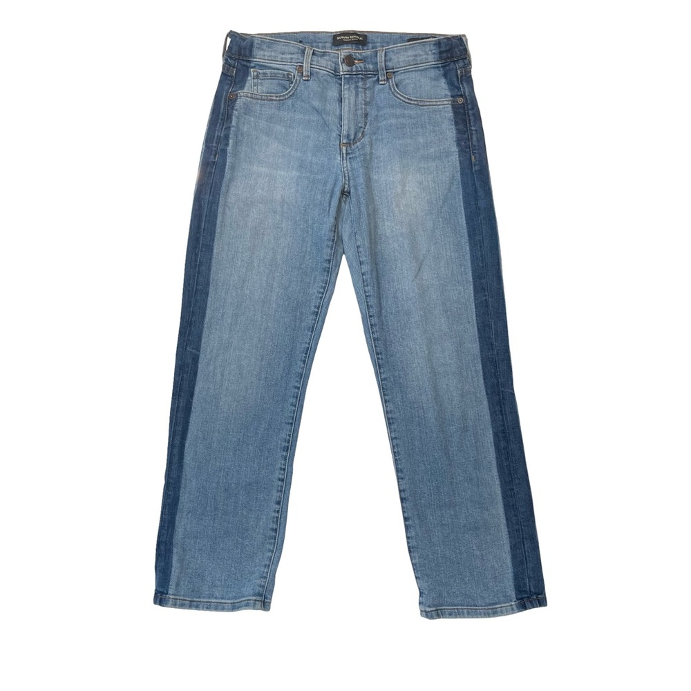 Banana Republic Jeans Womens 27 Girlfriend Light Blue Straight Jeans Side Stripe